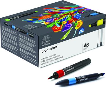 Winsor & Newton Promarker Set – 48 Dual-Tip Art Markers