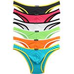 iKingsky Men's Modal Part Brief Sexy Low Rise Brazilian Back Men Underwear Pack of 6 (Medium, Color 1)