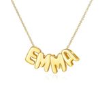 OTXIXTO Custom Bubble Name Necklaces for Women Personalized Bubble Letter Necklace Gold Balloon Letter Name Necklace Personalized Bubble Initial Necklace for Mom Girlfriend Wife