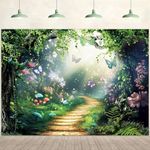 Imirell Fairy Woodland Tale Backdrop 8Wx6H Feet Enchanted Green Spring Butterfly Flower Princess Birthday Wedding Polyester Fabric Magic Photography Backgrounds Photo Shoot Decor Props Decoration