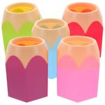 Kichvoe 5pcs Crayon Holder Cup Office Pen Dispenser Makeup Brushes Organizer Pencil Shaped Pot Pen Holders for Desk Colored Pencil Desk Pen Holder Desk Pencil Holder for Pen Containers Abs