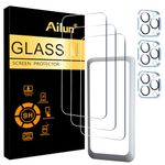 Ailun 3 Pack Screen Protector for iPhone 15 Pro Max [6.7 inch] + 3 Pack Camera Lens Protector,Sensor Protection,Dynamic Island Compatible,Case Friendly Tempered Glass Film,[9H Hardness] - HD[6 Pack]