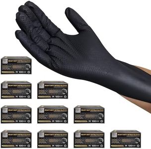GP CRAFT Heavy Duty Black Diamond Grip 8mil Nitrile Gloves - Industrial Grade, Puncture & Chemical Resistant Safety Gloves (1000counts, M)