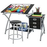 ZENY Drafting Table and Stool Set T