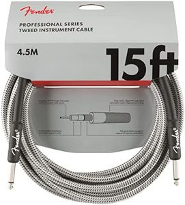 Fender Professional Series Tweed Instrument Cable, Straight/Straight, White, 15ft