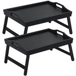 2 Pack Bed Tray Table Breakfast Trays Serving Tray Bamboo Bed Laptap with Floding Legs Handles and Phone Holders