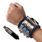 Vastar Magnetic Wristband with 15 Powerful Magnets for Holding Tools Screws, Nails, Bolts, Scissors, Drilling Bits and More, Unique Gifts for Men, Women DIY