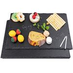 WLWNWFT 2 Pcs 16x10in Large Slate Cheese Boards Slate Board for Meat Cheese Appetizers, Slate Cheese Tray Serving Plate Tray Serving Stone Board Slate Platter with 2 Chalks for Christmas Housewarming