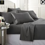 Ramesses 1500 Thread Count Egyptian Cotton Summer Weight Sheet Set, Queen, Charcoal