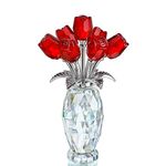 H&D HYALINE & DORA Crystal Rose Flower Figurine,Glass Flower Gifts for Mom,Red Crystal Rose Bouquet Figurine Ornament with Gift Box,Glass Rose Flower For Anniversary Valentines Day Gifts For Her