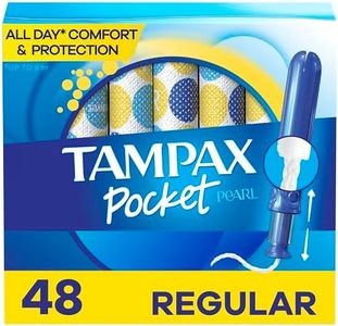 Tampax Pocket Pearl Tampons, with LeakGuard Braid, Regular Absorbency, Unscented, 48 Count Total (3 Packs of 16)