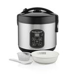 Hamilton Beach 8 Cup Rice Cooker and Steamer, 8 Cup/2 Quart Capacity, Black and Silver, 37518G