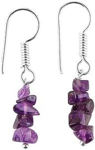 Natural Amethyst Chips Crystal Earring, Yoga Jewelry, Meditation Earring, Crystals Earring, Raw Gemstone, Energy Healing Crystals, Birthday, Gift for Her, Gemstone Jewelry AA+ Quality (Amethyst)