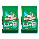 Pkge 1 KG Soda Crystals | Removes Stubborn Stains, Limescale, Prevent Clogs and Maintain Smooth Drainage | Ideal for Sinks, Countertops to Bathroom Tiles, and Oven Interiors (Pack of 2)