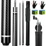 Kmise Carbon Fiber Pool Cue Stick 58", Billiard Cue Sticks 21oz, Low Deflection Pool Cue with 12.5mm Tip, Professional Billiard Carbon Fiber Pool Sticks for Adults, 21oz