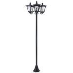 Outsunny TripleSolar Post Lights, Garden Solar-Powered LED Street Vintage Light Style Outdoor Light Waterproof with Base for Lawn Pathway Walkway 72" H