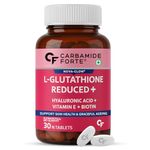 Carbamide Forte Japanese Reduced L Glutathione Tablets 500mg with Vitamin E | Glutathione with Hyaluronic Acid, Vitamin E, Lycopene & Biotin – 30 Veg Tablets Each