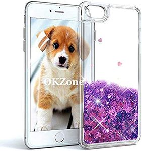 OKZone Funda iPhone 6S/iPhone 6 [con Protector Pantalla], Brillo Brillante Liquida 3D Sparkly Liquid diseño Creativo TPU Fundas Protectora Case para Apple iPhone 6S/iPhone 6 (Corazón Purpura)