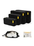 MOKOBARA The Packing Cube Nylon Fabric Water Resistant Travel Organizer Wardrobe Organizer Set Of Packing Bag (Xl,Large, Medium, Shoe Bag, Toiletry Bag) (Set Of 6, Black)