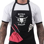 Funny BBQ Apron Novelty Aprons Cooking Gifts for Men Natural Born Griller Bla...