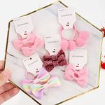 MUFEKUM 5 Pairs Kids Bow Hair Bands, Kids Pink Bows Hair Ties, Ponytail Bow Hair Bow Bobbles for Girls Toddler Kids, Girls Hair Accessories for Daily Party Birthday Gift (Pink)