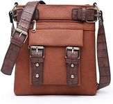 Dasein Top Belted Crossbody Bags for Women Soft Leather Messenger Bag Shoulder Bag Travel Purse (large size-coffee)