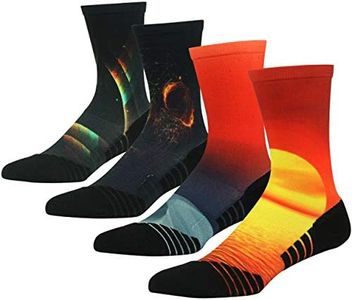 HUSO Team Basketball Socks for Men Women, Performance Quick Wicking Socks Mesh Breathable Crew Bicycle Mid Calf Athletic Socks 4 Pairs (Multicolor, L/XL)