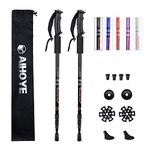 Azusa 2 Pack Carbon Fiber Trekking/Walking/Hiking Poles Anti-Shock, Collapsible Lightweight Hiking Walking Sticks, 1 Pair, Bonus with Selfie Stick(Black)