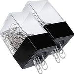 2 Magnetic Paper Clip Dispenser Boxes with 100 Metal Paper Clips Each,Black