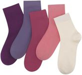 SERISIMPLE Women Thin Viscose Bamboo Socks Crew Lightweight Above Ankle Casual Dress Sock For Ladies Bootie Trouser 5 Pairs (US, Alpha, Large, Regular, Regular, Purple&Pink)