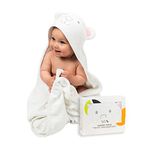 Jumpy Moo's Premium Ultra Soft Baby Towel - Hypoallergenic 35x35 inches, 100% Organic Bamboo, Hooded Baby Towels, Baby Gifts with Giftbox & Washcloth, Newborns to Toddlers, Lifetime Refund Guarantee