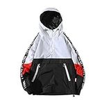 HZCX FASHION Mens Pullover Hooded Waterproof Lightweight Windbreaker Jackets, White, Small