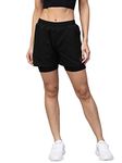 CHKOKKO Double Layered Sports Gym Workout Running Shorts for Women Grey L