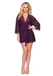 Dreamgirl Women's Scalloped Chemise & Robe Set Lingerie, Plum, Medium (pack of 3)