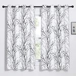 NICETOWN Window Curtains with Grey/Black Branches Pattern, Room Darkening Sunlight Block Curtain Drapes with Eyelets for Bedroom/Living Room, 52" Width and 63" Length, 2 Panels