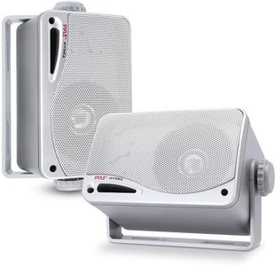 3-Way Weatherproof Outdoor Speaker Set - 3.5 Inch 200W Pair of Marine Grade Mount Speakers - in a Heavy Duty ABS Enclosure Grill - Home, Boat, Poolside, Patio, Indoor Outdoor Use - Pyle PLMR24 (White)