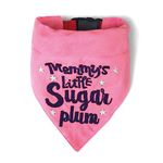 That Dog In Tuxedo Mommy's Little Sugar Plum Embroidered Dog Bandana with Adjustable Dog Collar (Pink, M-L)