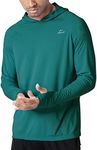 Willit Men's UPF 50+ Sun Protection Hoodie Shirt Long Sleeve SPF Fishing Outdoor UV Shirt Hiking Lightweight Teal L