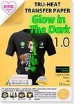 TransOurDream DIY Glow in The Dark Printable HTV Heat Transfer Vinyl for Inkjet Printer(10 Sheets, A4) Luminous Iron on Vinyl for Light&Dark Fabric Heat Transfer Paper for T Shirts(AU-13-10)