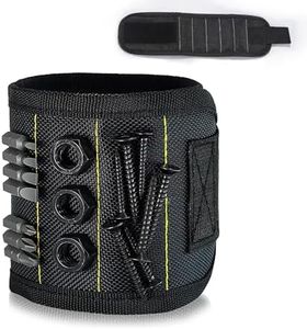 JIUSEGE Magnetic Wristband Tool Belt – 10 Strong Magnets & 5-Grid Design for Holding Screws, Nails, Bolts, Drill Bits & Small Tools – Adjustable Strap, Dad, Husband (Black)