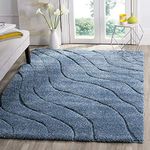 SWEET HOMES Super Ultra Soft Shaggy Handcrafted Anti-Skid Silk Touch Carpet, Size 3X5 Feet, Colour, Teal Blue