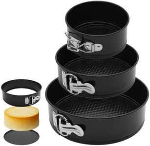 AGIgear Springform Cake Pan Set,Non-Stick Springform Pans Set of 3 (4, 7, 9 inches),Leak-Proof Round Cake Pans with Removable Bottom for Baking Cake Pie Pizza and Quiches (Black3)