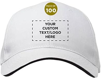 Custom Ace 6-Panel Structured Baseball Caps Set of 100, Personalized Bulk Pack - Great for Businesses, Concert Apparel and Outdoor Events - White