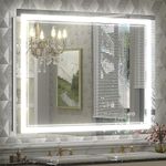 48 x 36 Inch LED Bathroom Vanity Mirror, Wall Mounted Anti-Fog Dimmable Makeup Mirror with Lights,Horizontal/Vertical， Memory Touch Switch,White/Neutral/Warm Light,