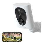 virtavo 2K Security Camera Outdoor Wireless, Rechargeable Battery, CCTV Camera Systems For Home Security, Starlight Lens Colorful Night Vision, Remote Access, Motion Detection, Siren, Voice Intercom