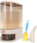25Lbs Rice Dispenser,Large Rice Container with Measuring Cup,Moisture Proof Cereal Dispenser Storage with Time Scale,Dry Food Dispenser,Kitchen Organization (Clear Cream White, 25 Lbs)