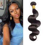 Huarisi 10a Human Hair Brazilian Body Wave Bundles 12 inch 1 Bundle Brazilian Virgin Hair Body Wave Hair Weaves Short Remy Hair Weft Extensions for Black Women Natural Color