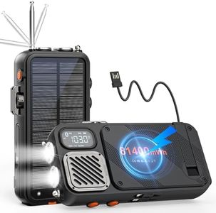 Emergency Radio&22000mAh Solar Power Bank, FM NOAA Weather Radio, Portable Hand Crank Bluetooth Radio, 20W Fast Charge Wireless Phone Charger, SOS Flashlight for Emergency/Home
