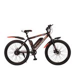 HIPPO 2020 Electric Bike with Front Suspension & Dual DISC Brake, Detachable Battery, Tyre 26x2.35, for Mens Adults Ideal Height 5Ft- 7inch. Frame 18.5" - Black- F.Orange