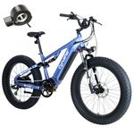 Cyrusher Rover 26inch Electric Mountain Bike - 250W Motor | 52V 16Ah Battery (101km Range) | Full Suspension | Hydraulic Disc Brakes | 4" Fat Tiresblue, Blue
